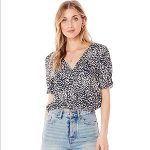 Saltwater luxe cheetah indigo blouse